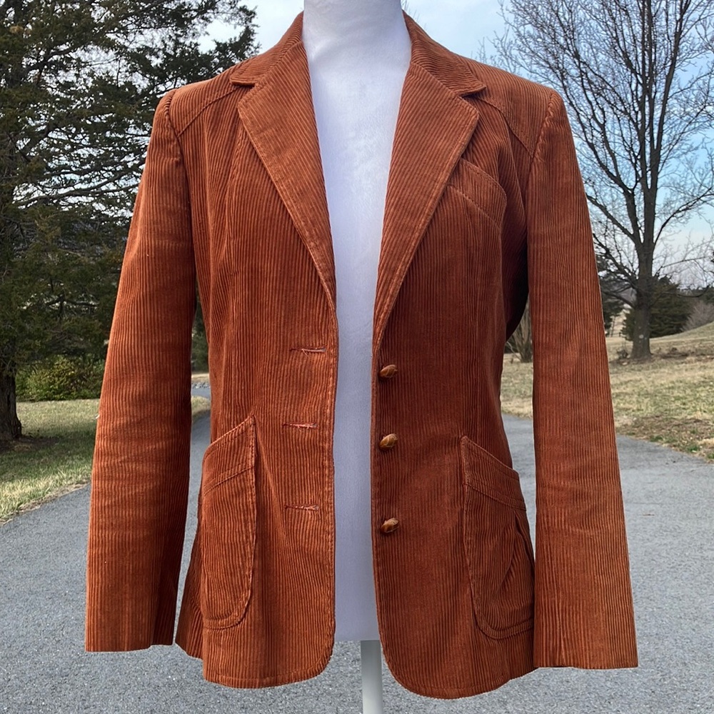 Vintage Corduroy Burnt Orange Blazer Jacket